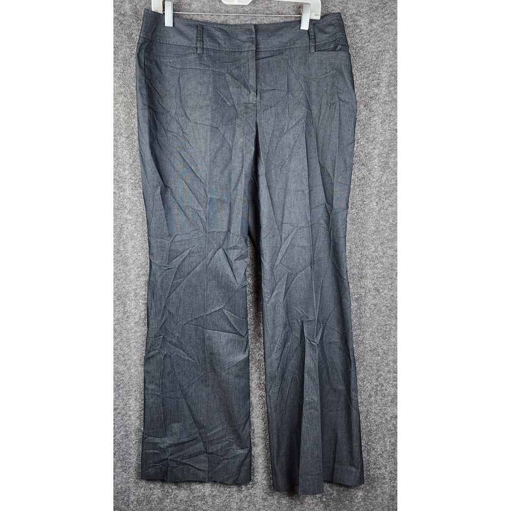 Loft Trousers Women Size 10 Dark Gray Textured‎ Mid Rise Wide Leg Workwear Pants